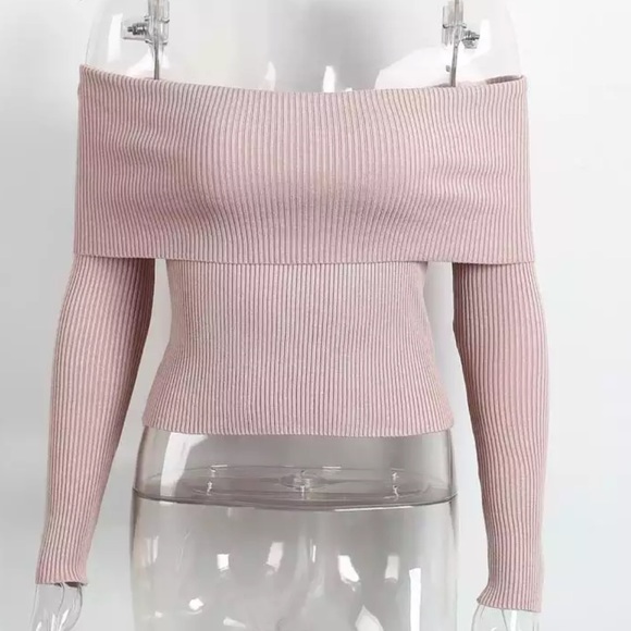 LAST 2!!!! Off the Shoulder Knitwear Pink Crop Top - Picture 8 of 8